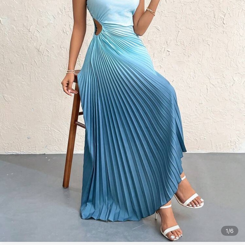 SHEIN Teal Pleated Dress